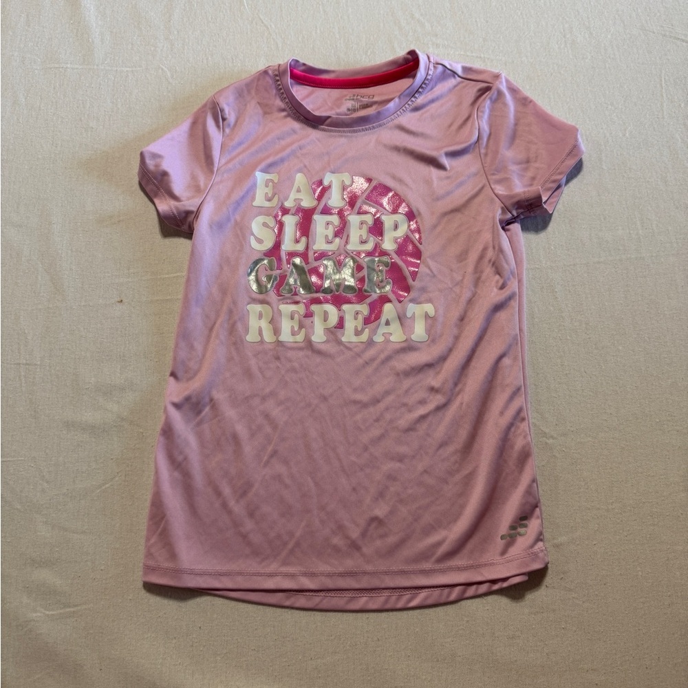 Bcg Pink Graphic Tee with Fun‎ Slogan and Volleyball Girls Size Medium 8/10